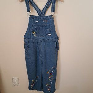 Agapo Cottagecore Grandmacore Garden Embroidered Overalls - Size Medium